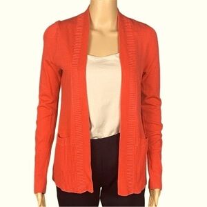 BANANA REPUBLIC Coral Open Front Cardigan Sweater with front Pockets Size XS EUC